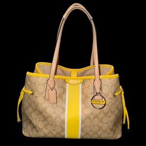 Coach Tan and Yellow Tote Bag